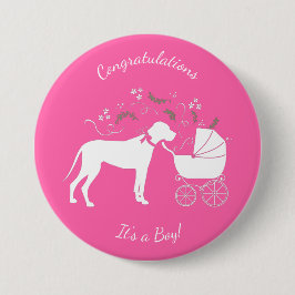 Chapa Redonda De 7 Cm Great Dane Baby Shower