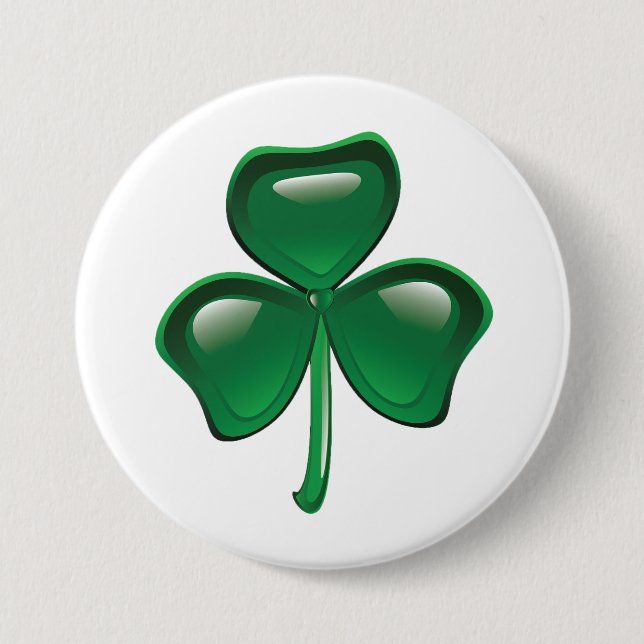 Chapa Redonda De 7 Cm Green Shamrock Three-Leaf Clover (Anverso)
