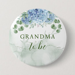 Chapa Redonda De 7 Cm Greenery Blue hidrangea Baby Shower Abuela para se