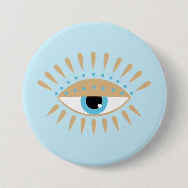 Chapa Redonda De 7 Cm Griego Malvado Ojo Azul (Anverso)