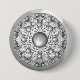 Chapa Redonda De 7 Cm Gris de encaje cerámico