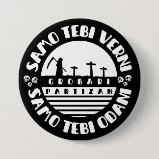 Chapa Redonda De 7 Cm Grobari Partizan Negro Blanco 
