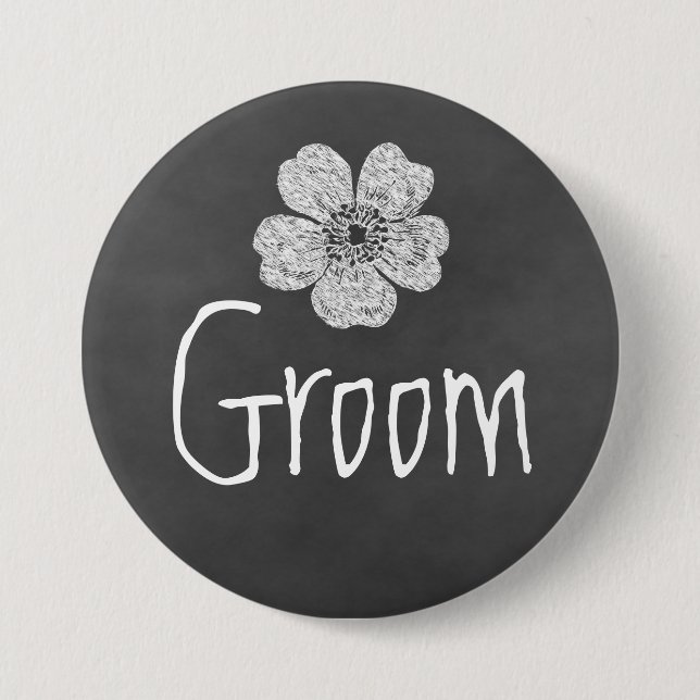 Chapa Redonda De 7 Cm Groom Wild Roses Chalkboard (Anverso)