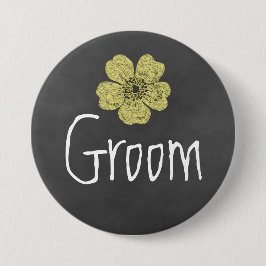 Chapa Redonda De 7 Cm Groom Wild Yellow Roses Chalkboard
