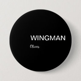 Chapa Redonda De 7 Cm Groomsman Wingman Blanco negro personal