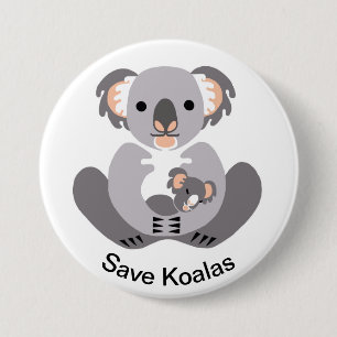 Chapa Redonda De 7 Cm Guardar KOALAS - Gráfico animal en peligro de exti
