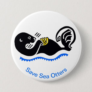 Chapa Redonda De 7 Cm Guardar OTTERS del Mar - Gráfico animal en peligro