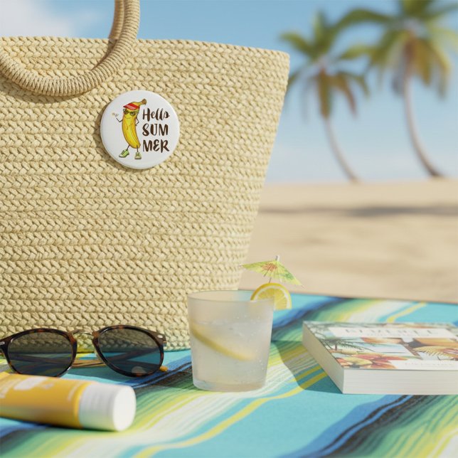 Chapa Redonda De 7 Cm Guay Banana Hello Summer Funny Fruta Tropical (Subido por el creador)