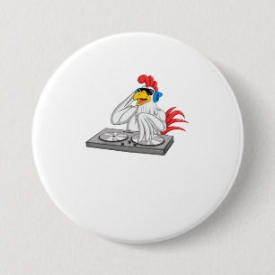 Chapa Redonda De 7 Cm Guay Chicken DJ Funny Fiesta Animal Music Mi