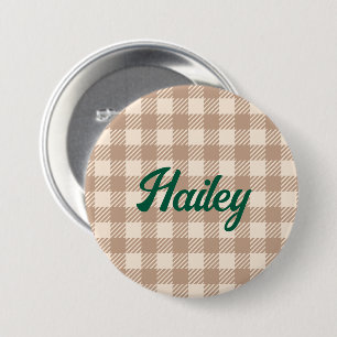 Chapa Redonda De 7 Cm Guay marrón beige gingham preppy plauda verificado