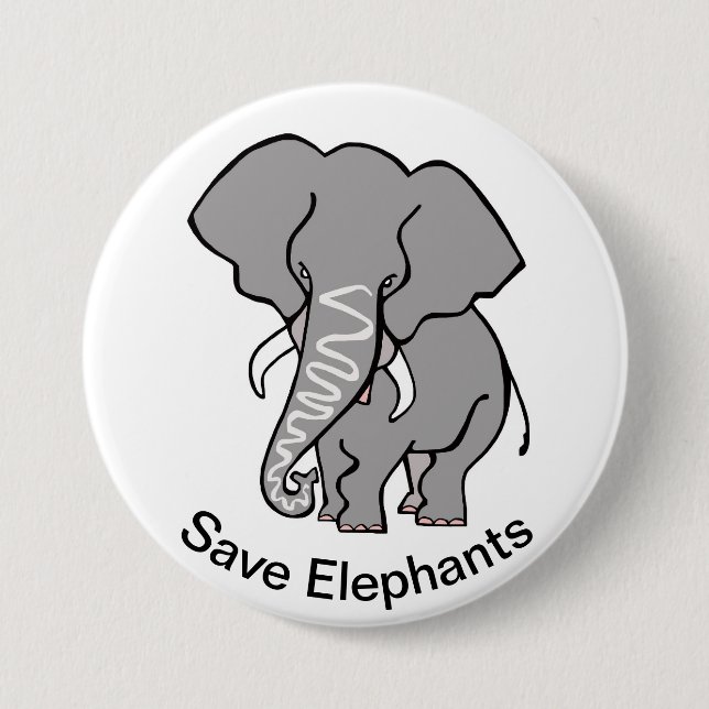 Chapa Redonda De 7 Cm Guay Save ELEPHANTS - Dibujo animal en peligro (Anverso)