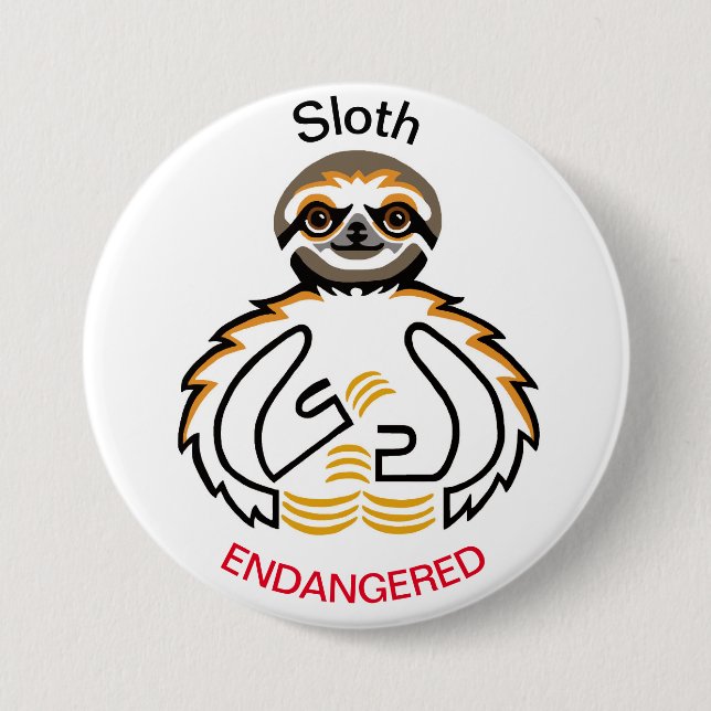 Chapa Redonda De 7 Cm Guay - SLOTH - Animales en peligro de extinción -  (Anverso)