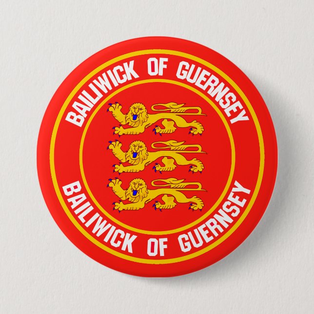 Chapa Redonda De 7 Cm Guernsey Round Emblem (Anverso)
