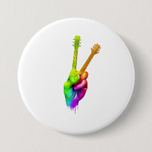 Chapa Redonda De 7 Cm Guitar Lover Say Hi Guitar Hands Gift