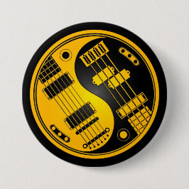 Chapa Redonda De 7 Cm Guitarra y amarillo y negro bajos de Yin Yang