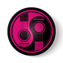 Guitarras acústicas Yin Yang del rosa y del negro