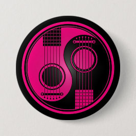 Chapa Redonda De 7 Cm Guitarras acústicas Yin Yang del rosa y del negro