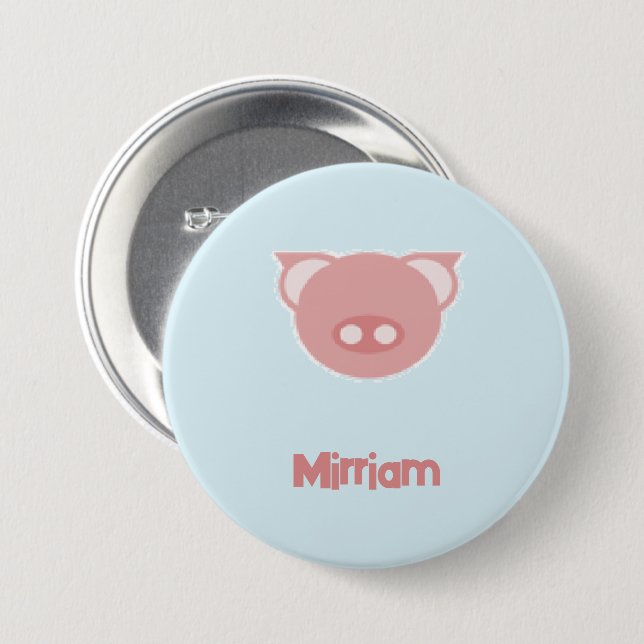 Chapa Redonda De 7 Cm Gusano rosa monogramo en azul (Anverso y reverso)