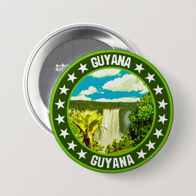 Chapa Redonda De 7 Cm Guyana (Anverso y reverso)