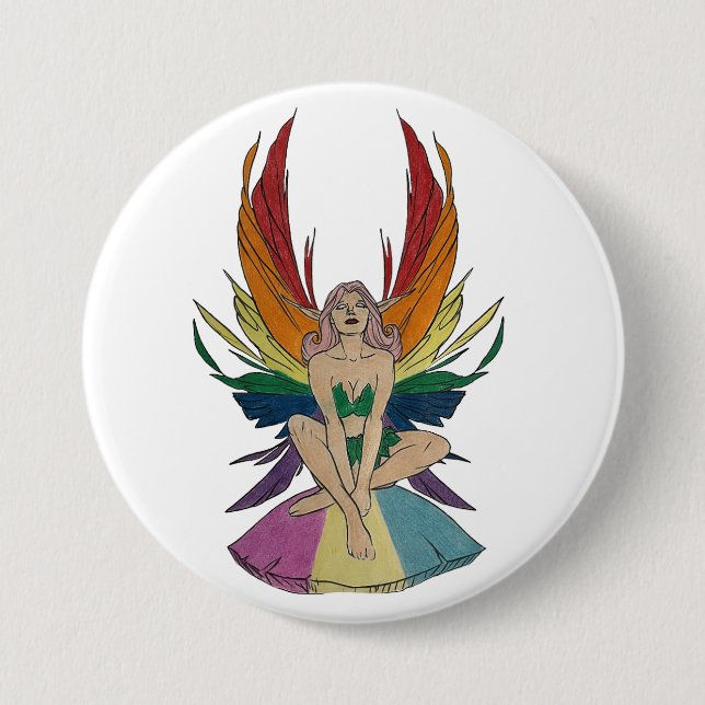 Chapa Redonda De 7 Cm Hada pansexual (Anverso)