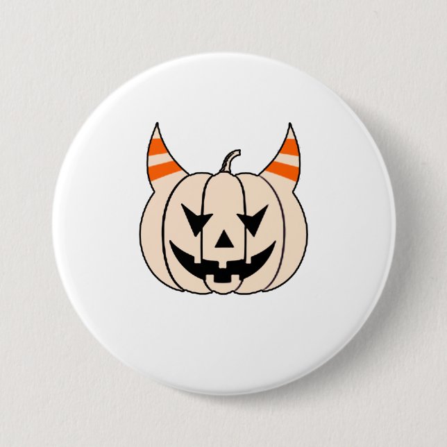Chapa Redonda De 7 Cm Halloween Devil Horns Jack O Lantern Pumpkin (Anverso)
