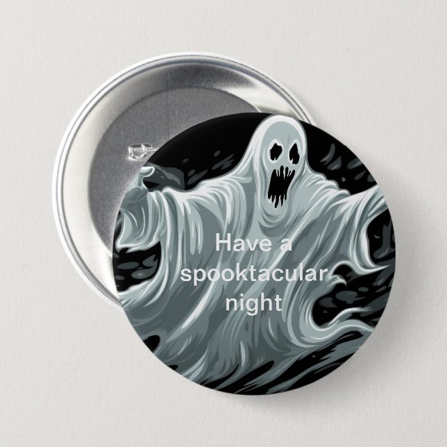 Chapa Redonda De 7 Cm Halloween Ghost Pin (Anverso y reverso)
