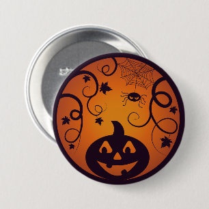 Chapa Redonda De 7 Cm Halloween Jack o linterna cara de calabaza y araña
