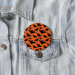 Chapa Redonda De 7 Cm Halloween negro murciélago naranja fresco patrón d