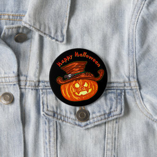 Chapa Redonda De 7 Cm Halloween Neon Glow Look Pumpkin Fiesta