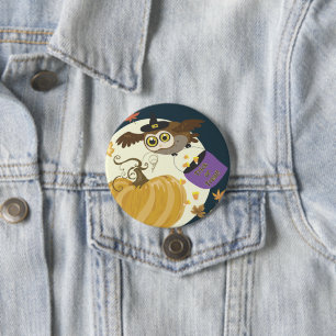 Chapa Redonda De 7 Cm ¡Halloween Owl Trick or Trete!