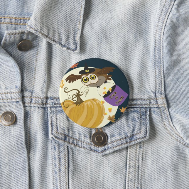 Chapa Redonda De 7 Cm ¡Halloween Owl Trick or Trete! (In situ)