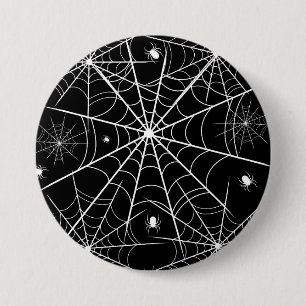 Chapa Redonda De 7 Cm Halloween Spider Web