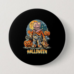 Chapa Redonda De 7 Cm Halloween Y Cat
