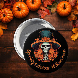 Chapa Redonda De 7 Cm HallowQueen Witch Ilustracion Halloween Negro