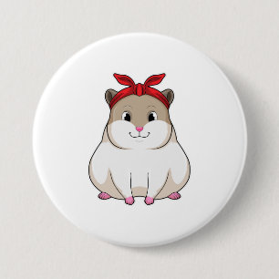 Chapa Redonda De 7 Cm Hamster con Bandana