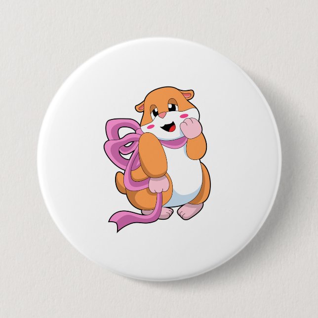 Chapa Redonda De 7 Cm Hamster con cinta de opciones (Anverso)