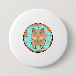 Chapa Redonda De 7 Cm Hamster con Donut
