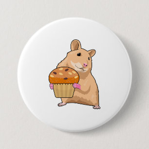Chapa Redonda De 7 Cm Hámster con Muffin