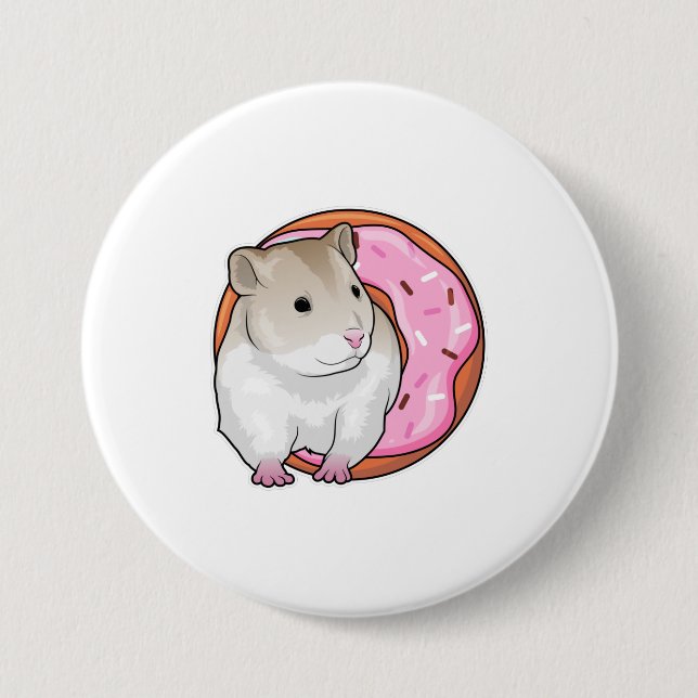 Chapa Redonda De 7 Cm Hamster Donut (Anverso)