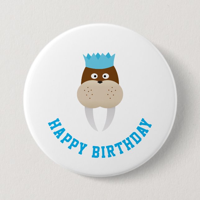 Chapa Redonda De 7 Cm Happy Birthday Walrus (Anverso)