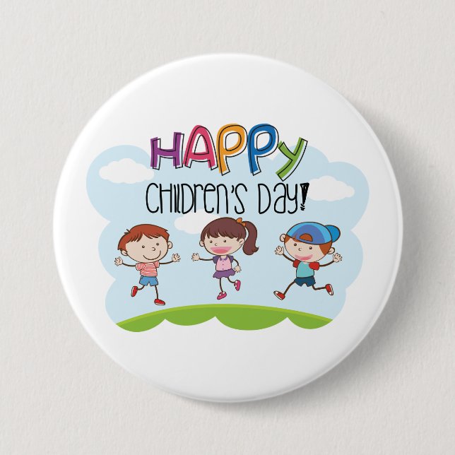 Chapa Redonda De 7 Cm Happy Childrens Day Kids Celebration (Anverso)