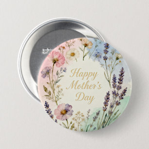 Chapa Redonda De 7 Cm Happy Mother's Day Wildflowers