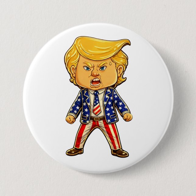 Chapa Redonda De 7 Cm Happy Trump Lapel Pin MAGA US Flag Patriotic Meme (Anverso)