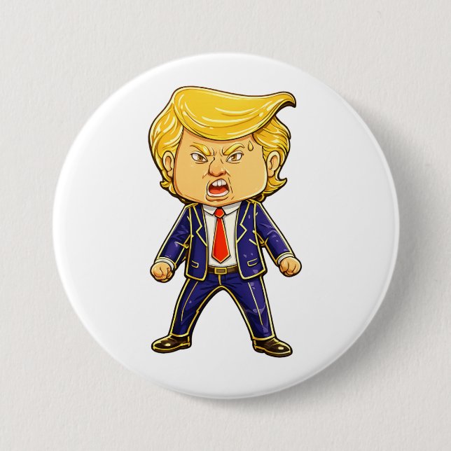 Chapa Redonda De 7 Cm Happy Trump Pin Meme Angry Trump Pop Art (Anverso)
