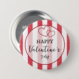 Chapa Redonda De 7 Cm Happy Valentine's Day Heart Stripes Button