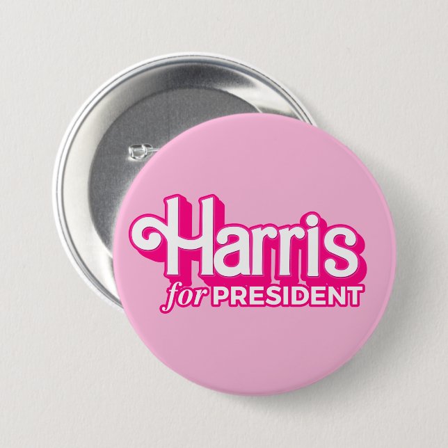 Chapa Redonda De 7 Cm Harris por el estilo rosado del presidente (Anverso y reverso)