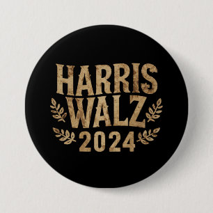 Chapa Redonda De 7 Cm Harris Tim Walz Cresta Vintage Harris Waltz 2024 