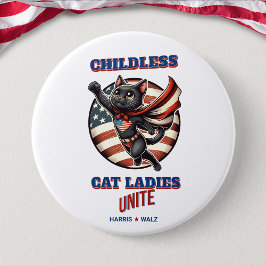 Chapa Redonda De 7 Cm Harris Walz Childless Cat Ladies une Hero Cat