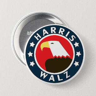 Chapa Redonda De 7 Cm Harris Walz Stylized Eagle President 2024