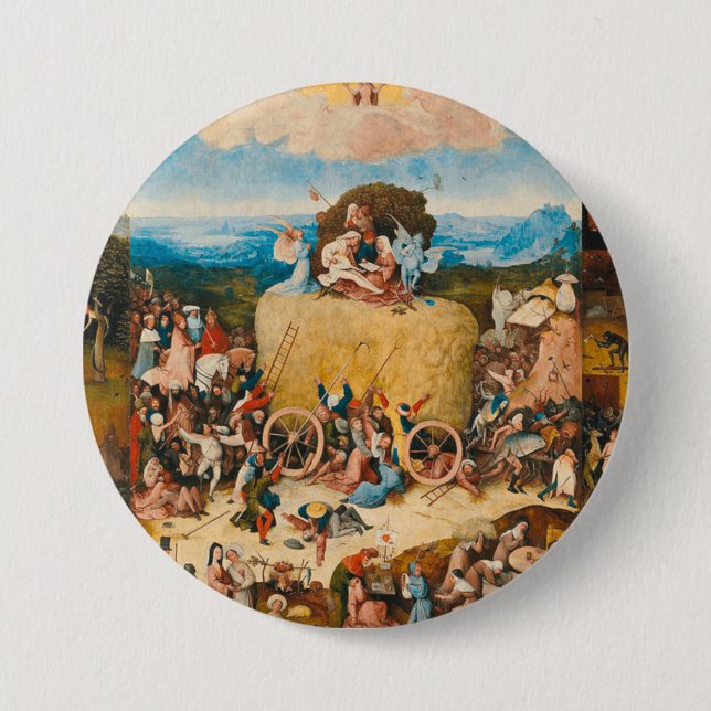 Chapa Redonda De 7 Cm Haywain Triptych - Hieronymus Bosch (Anverso)